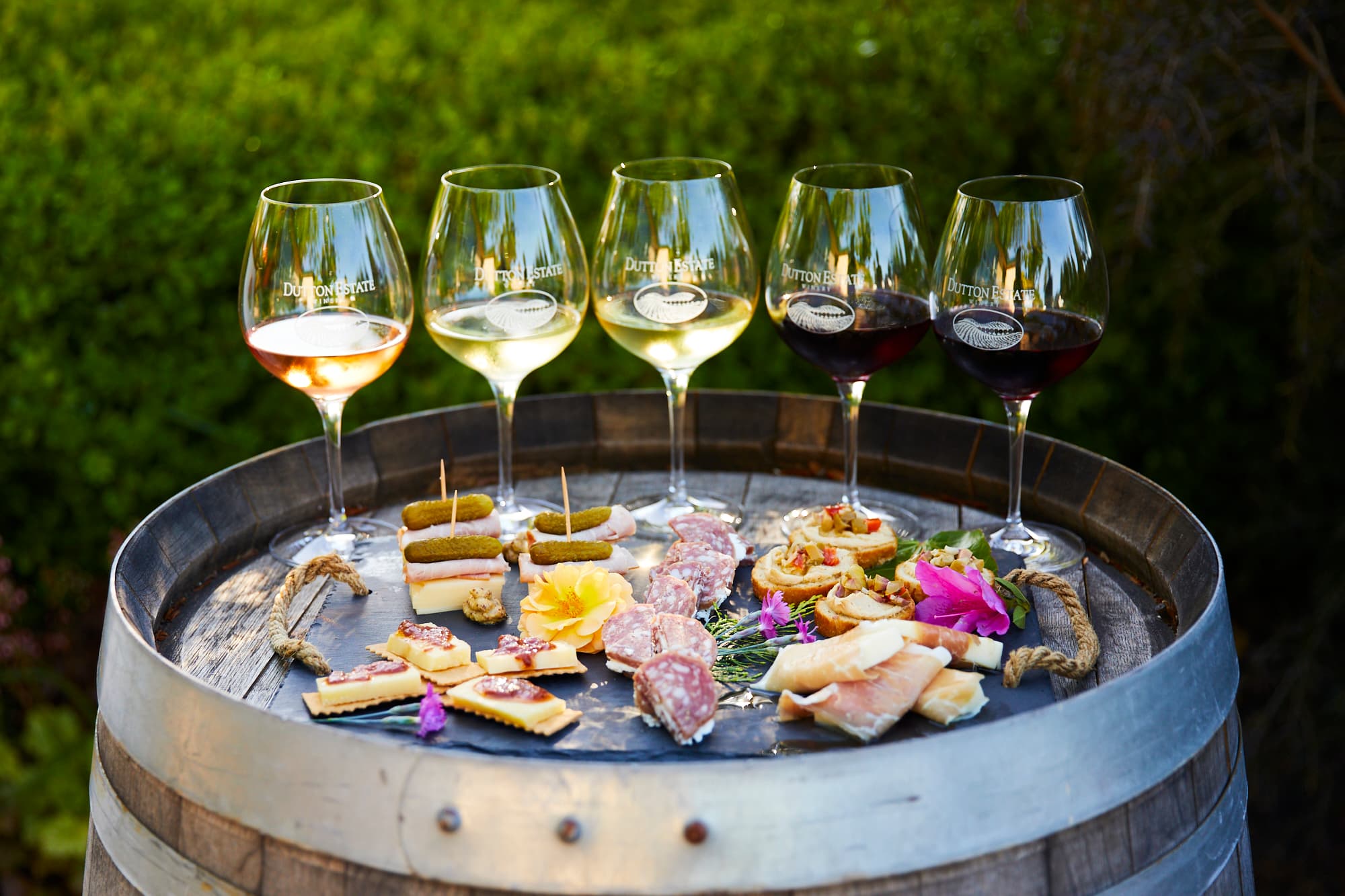 Wine glasses and food pairings